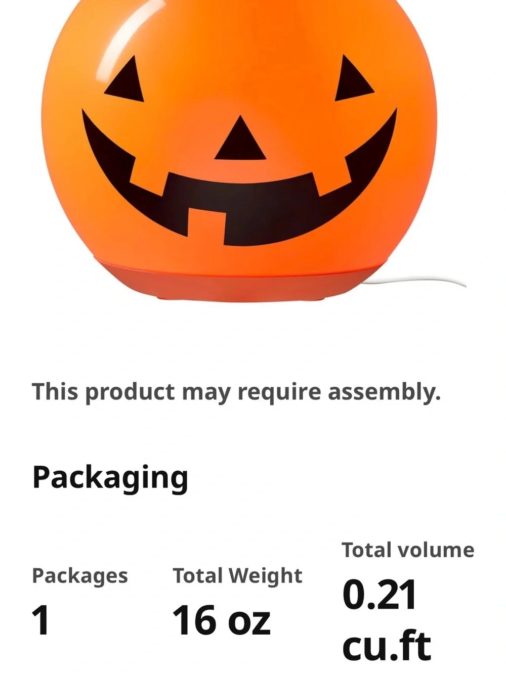 IKEA Orange Jack-O'-Lantern Party Light lamp cute new